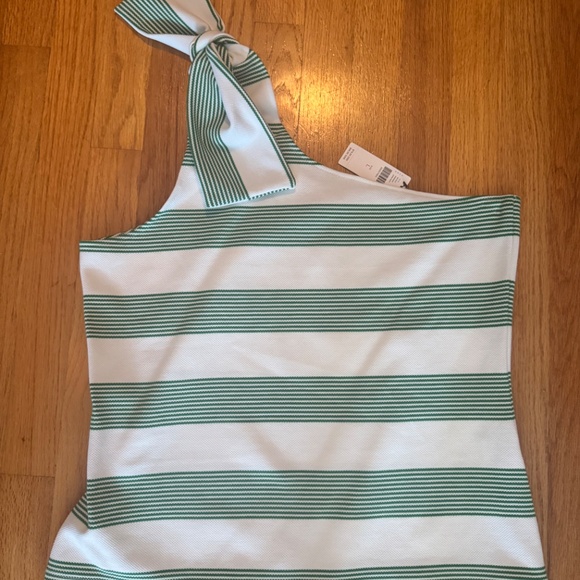 NWT Anthropologie One Shoulder Bow Tie Top Sz L - Picture 2 of 5